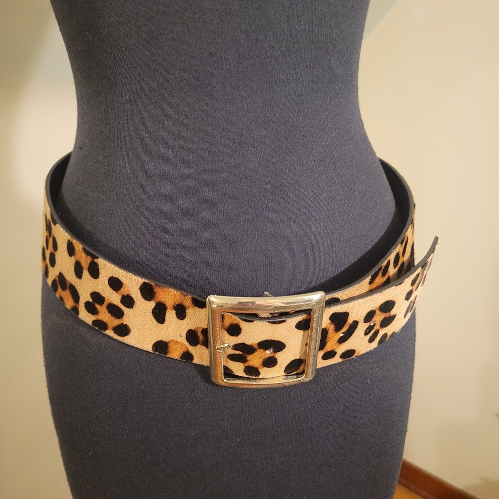 Chiccos Wide Leopard Print Haircalf Belt Size S